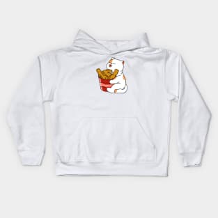 Cat Loves Fried Chicken Kids Hoodie